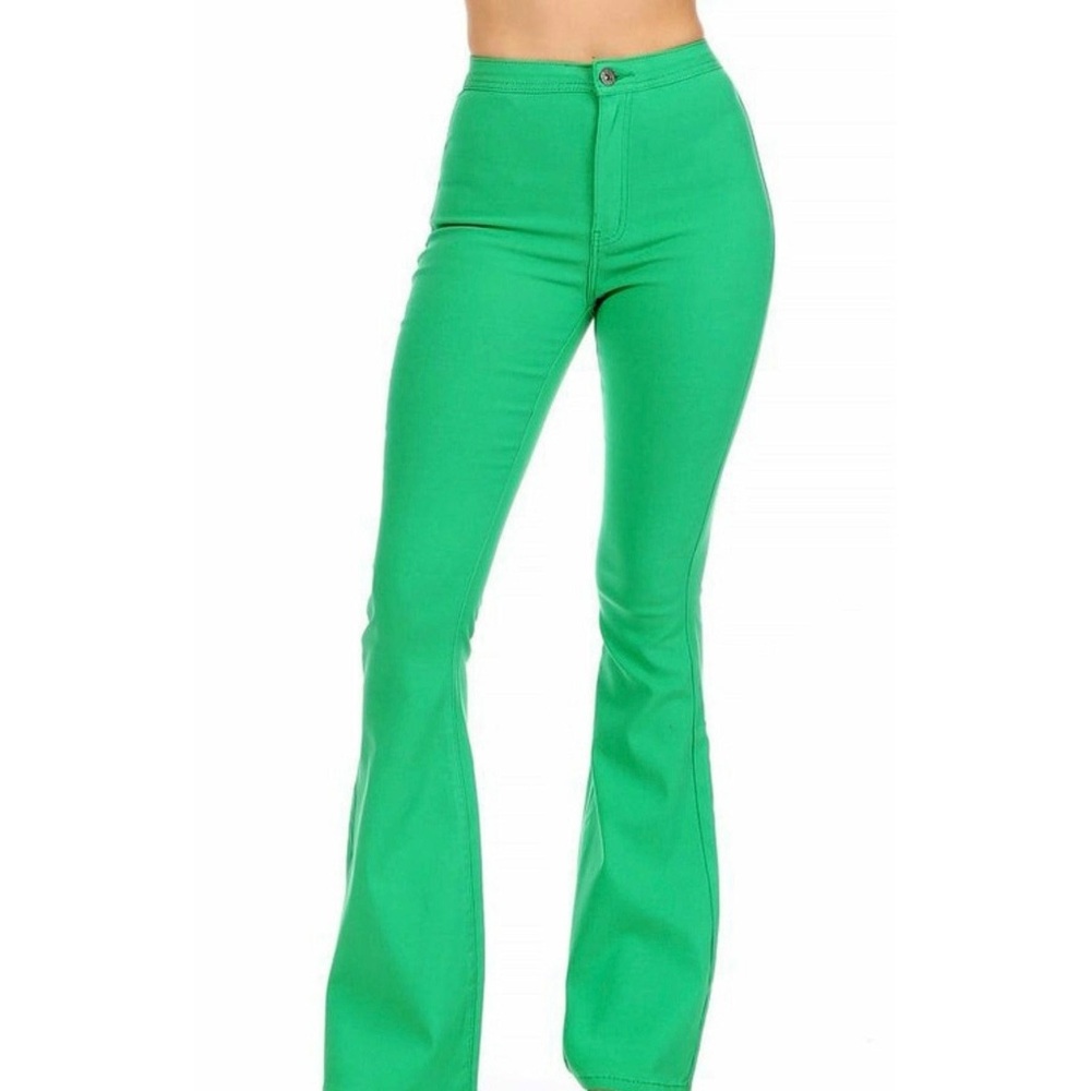 Kelly Green Bell Bottom Jeans